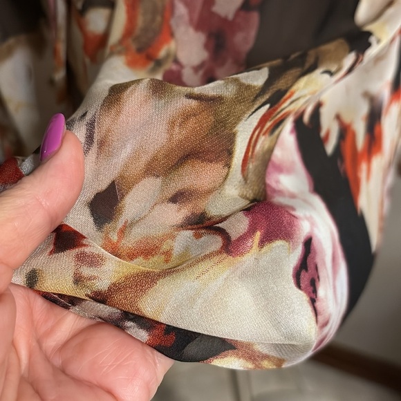 Boston proper women’s babydoll floral tunic blouse lace up V neck empire waist L - Picture 10 of 15